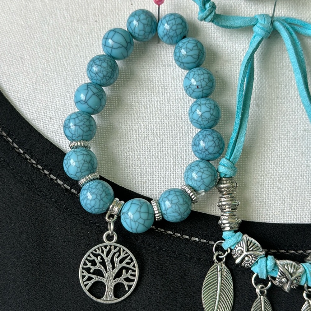 5 Piece Jewelry Lot Southwestern Cowgirl Tribal Boho Faux Turquoise Assorted - Picture 5 of 16